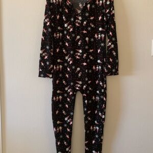 Shosho Kids Pajama Set in Black with Festive Print